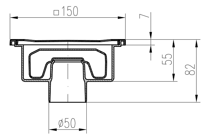 Трап с нижним сливом DN 50/82 XN