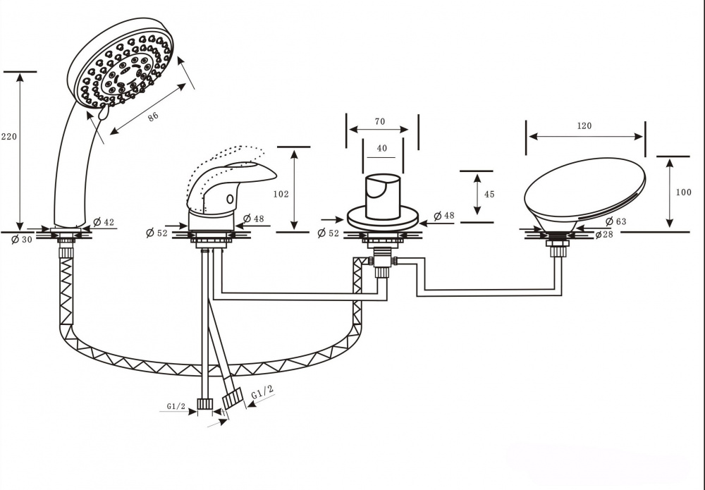 Каскадный смеситель ALPEN Granada бронза