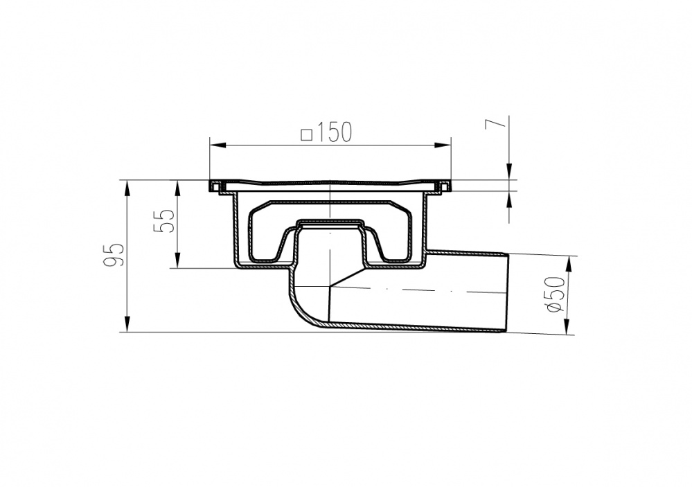 Трап с боковым сливом DN 50/95 XN
