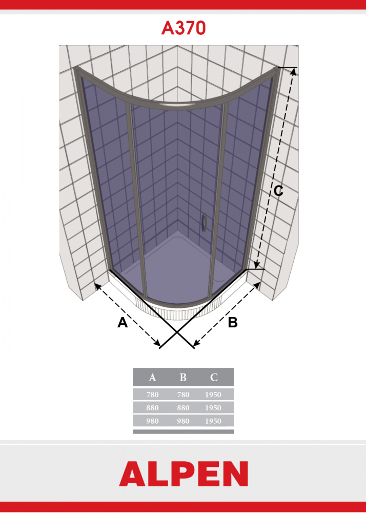 Душевая шторка ALPEN A370-90