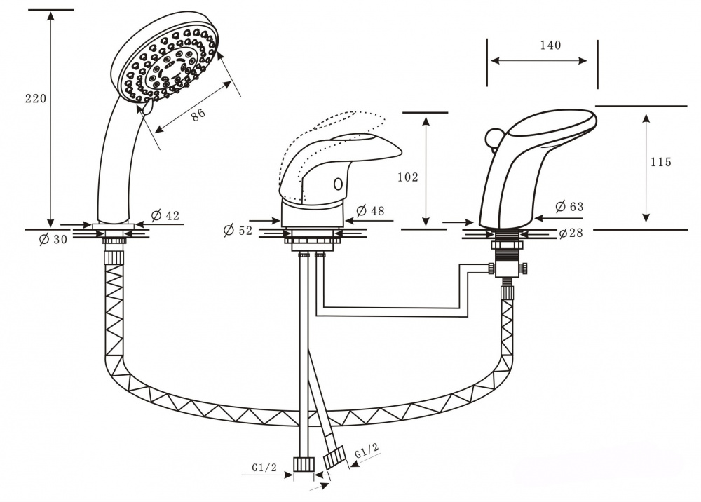 Каскадный смеситель ALPEN Cobra золото