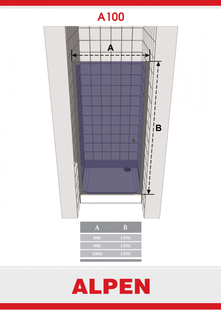 Душевая дверь в нишу ALPEN A100-90