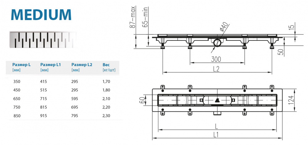 Водоотводящий желоб ALPEN Medium ALP-450M1