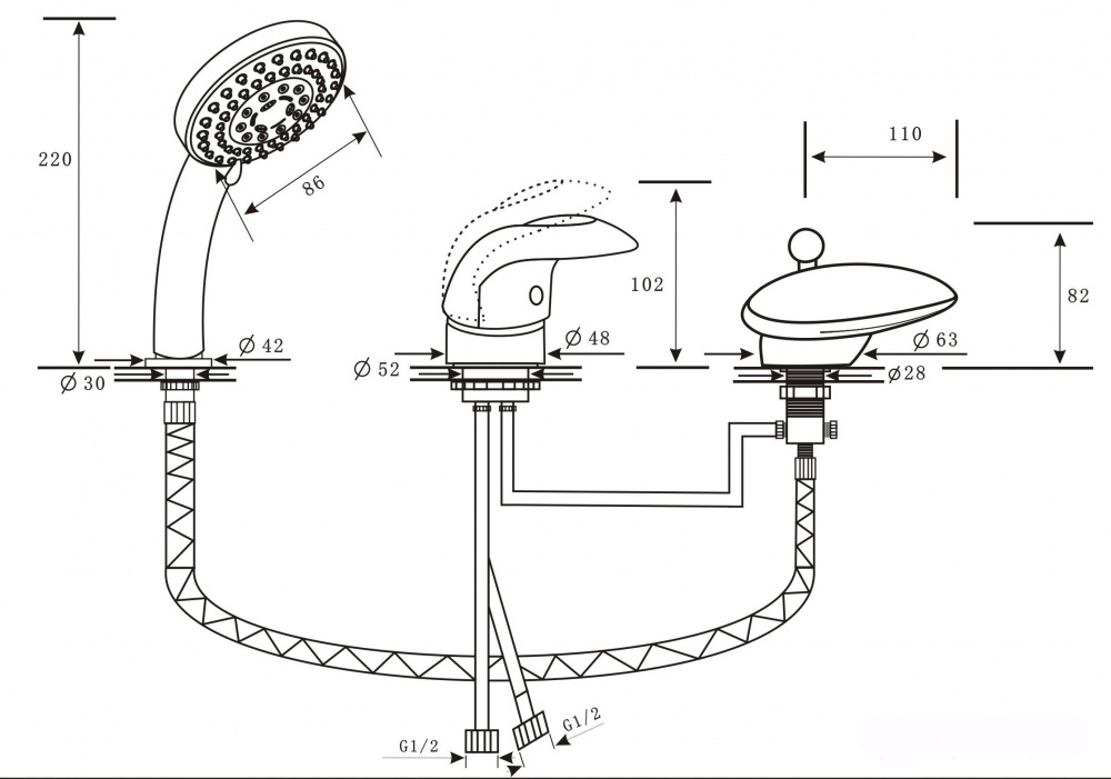 Каскадный смеситель ALPEN Niagara золото