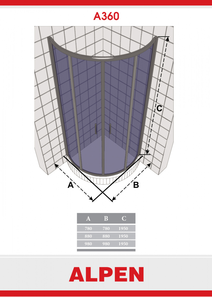 Душевая шторка ALPEN A360-90
